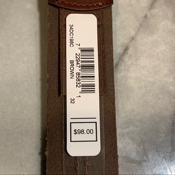 Frye Men’s Genuine Leather Brown Stitched Belt - Picture 9 of 16
